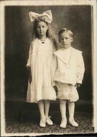 Children Rppc A Boy And A Girl Cyko Real Photo Post Card Vintage