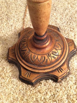 Vintage Antique Brass/wood Early 1900’s Floor Lamp 60 3/4” T W/beautiful Patina
