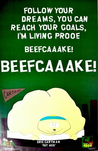 South Park Beefcake Cartman 1998 Vintage Poster 22 X 34.  5