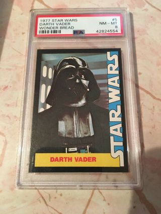 Darth Vader 1977 Wonder Bread Star Wars Graded Psa 8 Nm - Mt 5