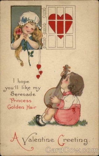 Children A Valentine Greeting Antique Postcard Vintage Post Card