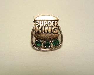 Vintage Burger King Triple Green Stone Sterling Silver Service Award Pin