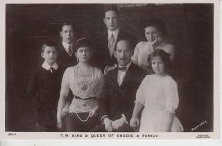 R1204 Royalty,  King George Of Greece & Family Vintage Postcard