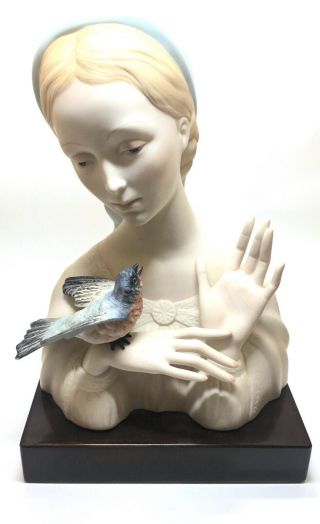 Cybis Vintage Bisque Madonna With Blue Bird Porcelain Figurine