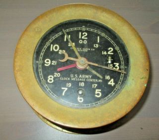 Vintage Brass Chelsea Clock Co U.  S.  Army Clock Message Center,  M1 (running)