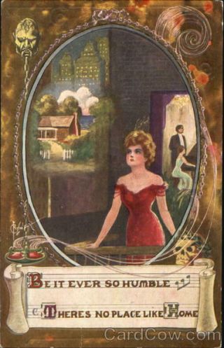 C.  Ryan Pretty Woman Looking In Mirror Antique Postcard Vintage Post Card