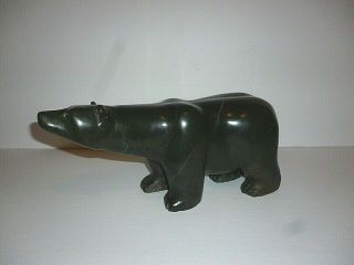 Large Canadian Inuit Scenting Polar Bear Stone Carving 11 "