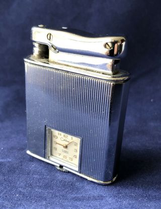 Vintage Colibri Monopol Petrol Pocket Lighter C1950s With Clock