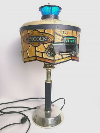 Rare Vintage Lincoln Mercury Dealer Desk Lamp Tiffany Style Plastic Light 1970’s