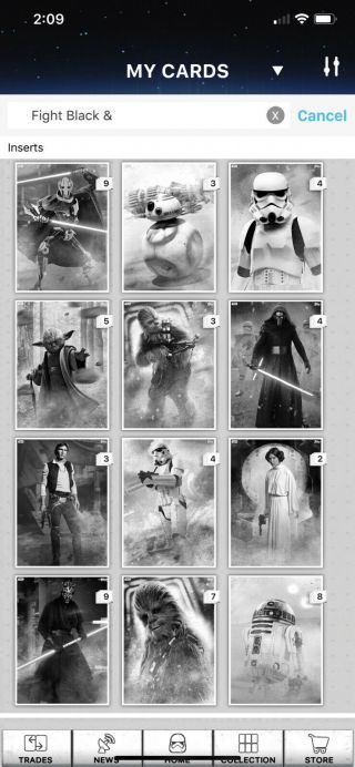 Topps Star Wars Card Trader Sdcc Fight For The Galaxy B&w 12 Card Set (digital)