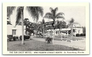 Postcard Fl Sun Crest Motel St Petersburg Florida Vintage Apartments Street View
