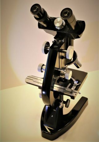 Vintage Leitz Research Microscope In Collectors,  Case Accessories