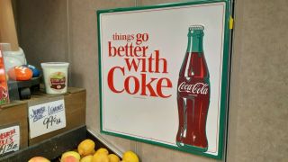 Vintage Drink Coca Cola Metal Sign Soda Pop Gas Station Sign Embossed