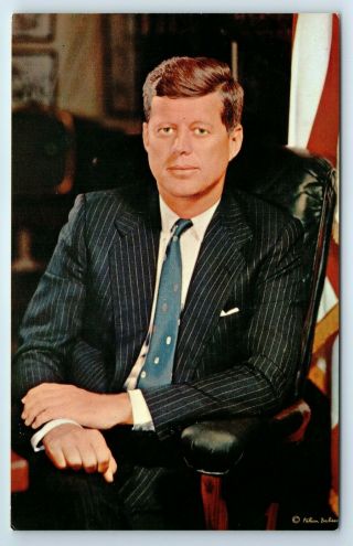 Vintage Postcard President John F Kennedy Jfk Portrait Memoriam
