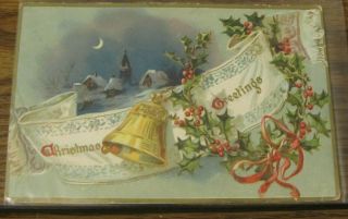 Vintage Postcard Christmas Greetings Raphael Tuck & Sons Holly Series Casey Il