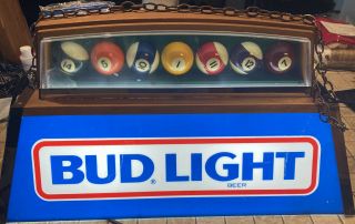Vintage Bud Light Pool Table Light W/ Balls.  Great.  Perfect For Mancave