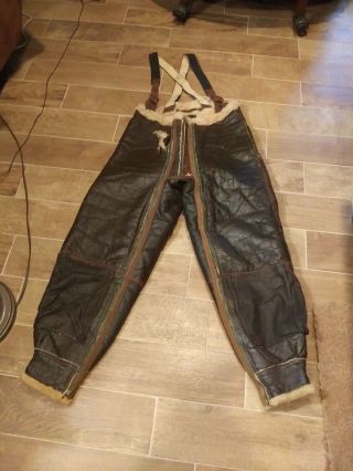 Wwii Usaaf A - 3 Flying Pants Vtg Leather Shearling Bomber Pants
