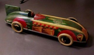 Rare Vintage Marx? Tin Toy Race Car Wind - Up