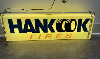 Vintage Hankook Tires Double Sided Lighted Dealer Advertising Shop Sign 37 " Long
