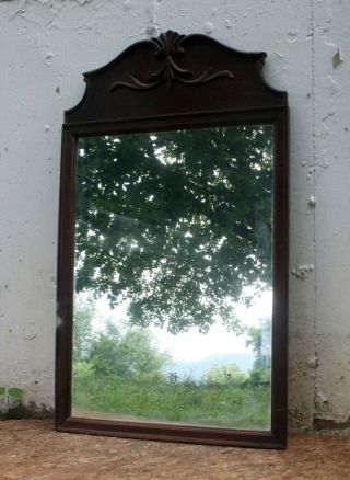 24 " X41 " Antique Vintage Old Carved Wood Wooden Wall Dresser Vanity Mirror Glass