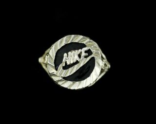 Vintage Sterling Silver Rare Black Onyx Rare Nike Footwear Design Ring Sz 7