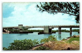 Postcard Fl Indian Rocks Beach Bridge Memorial Florida Fla Panoramic Scenic Vtg