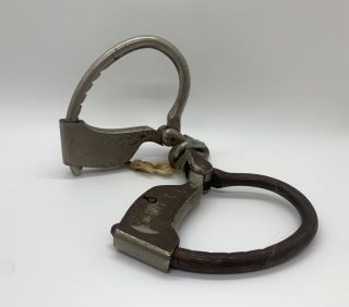 Vintage Towers Double Lock Handcuffs W/original Key Rare Single Link Sheriff Ny