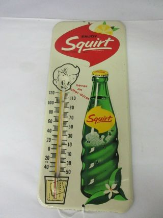 Vintage Squirt Soda Store Thermometer Tin Display Advertising A - 69