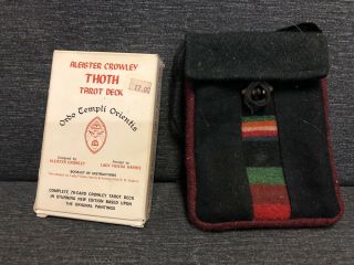 Rare Vintage Aleister Crowley Thoth Tarot Cards Deck W/ Wool Boho Carrying Bag 2