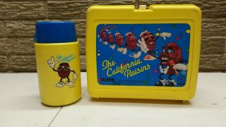 Vintage 1987 The California Raisins Thermos Plastic Lunchbox & Thermos Freeship