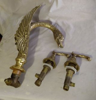Vintage Brass Swan Tub Deck Faucet 14 " Tall Garden Faucet
