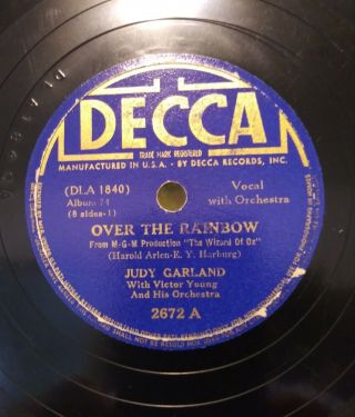 78 Rpm Judy Garland Decca 2672 Over The Rainbow The Jitterbug From Wizard Of Oz