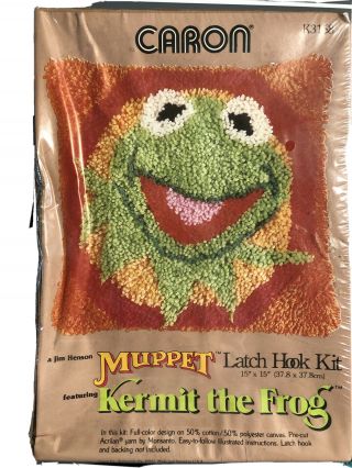 Vintage Caron Muppet Kermit The Frog Latch Hook Kit 1979