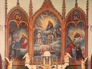 St.  Ignatius Mission Church Triptych Postcard Vintage Montana