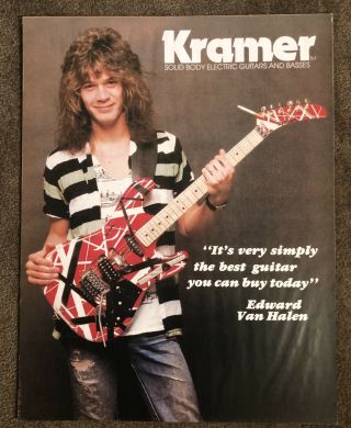 Vintage Eddie Van Halen Store Display Kramer Guitars Sign Poster Large 31”x24”