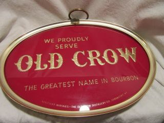Vintage Rare Old Crow Bourbon Whiskey Reverse - On - Glass Sign