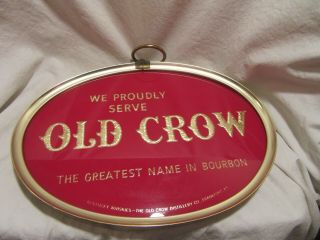 VINTAGE RARE OLD CROW BOURBON WHISKEY REVERSE - ON - GLASS SIGN 2
