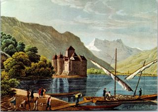 Vintage Postcard La Dent Du Midi Chillon Castle Switzerland Unposted