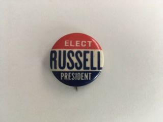 Presidential Pin Back Richard Russell Campaign Button 1952 Democratic Candidate