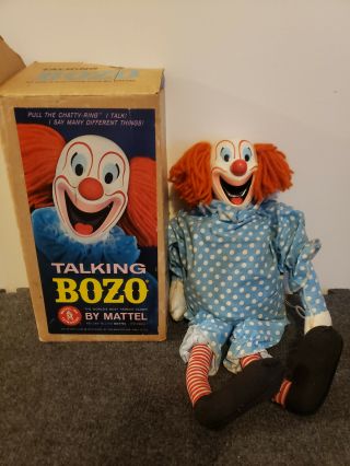 1963 Rare Vintage Talking Bozo The Clown Mattel Doll With Box