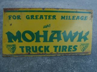 Rare Early Vintage Mohawk Truck Tire Rack Display Sign Rare Advertising Oil Gas