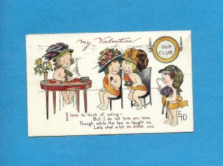 Cute Cupids On Nister Pub.  A/s Dewees Vintage 1918 Valentine 