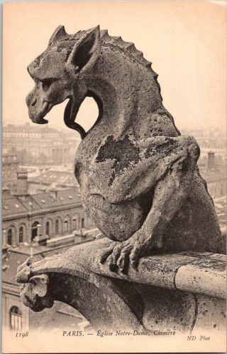 Vintage Postcard Chimere Cathédrale Notre - Dame De Paris France Unposted