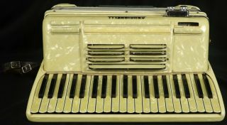 Vintage Crucianelli Piano Accordion Pancordion Gorgeous Pearloid
