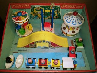 Vintage 1963 Fisher Price Amusement Park 932 Complete,  Box & Play Mat