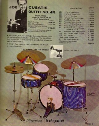 7 - PC Matched Set Of Vintage 1967 Slingerland Flat Base Drum Hardware 2
