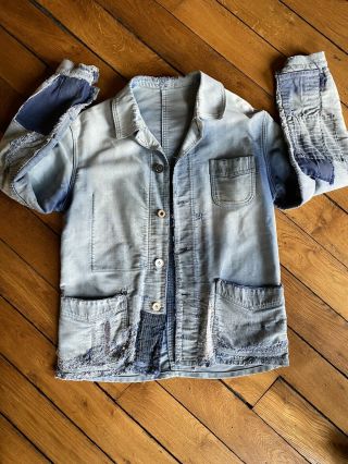 Veste Bleu De Travail Ancienne Vintage Moleskine Le Mont St Michel Chore Jacket