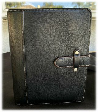 Franklin Covey Classic Vintage Aurora Black Soft Leather Binder Planner