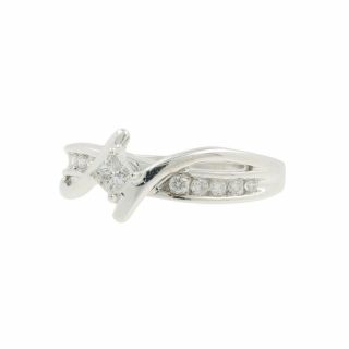 Ladies Vintage Estate 14k White Gold Princess Cut Diamond Bypass Engagement Ring
