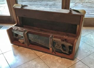Antique Primitive Vintage Wood Tool Box Handmade Carpenters W3 Vintage Hand Saws